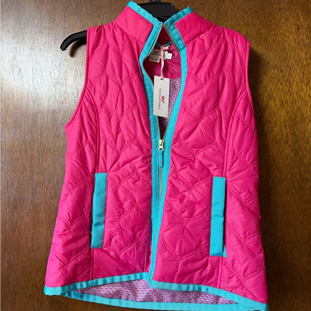 Vineyard Vines Pink Vest with Blue Accents